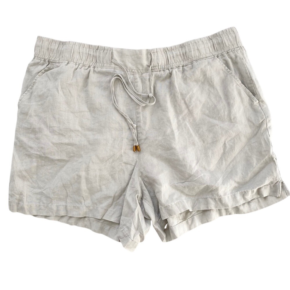 Company EllenTracy Women's Drawstring High-Waist 100% Linen Shorts Plus-Size XXL